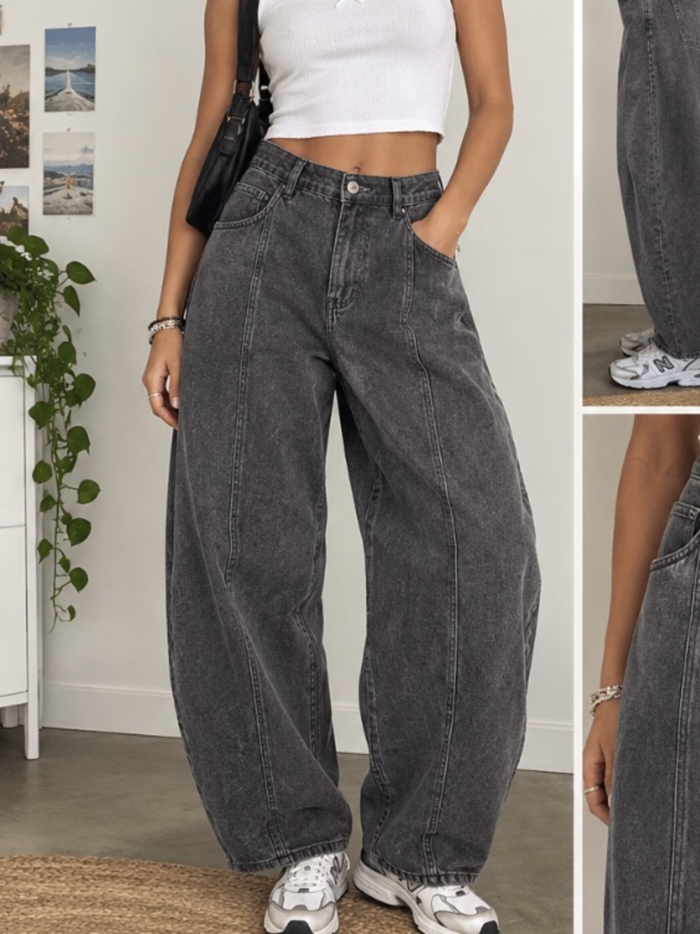 Vigoss High Waist barrel leg pant black washed size 11/30